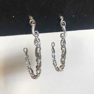 Sterling silver cutout paisley hoop earrings